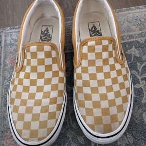 Vans Unisex Yellow and White Checkerboard Sneakers